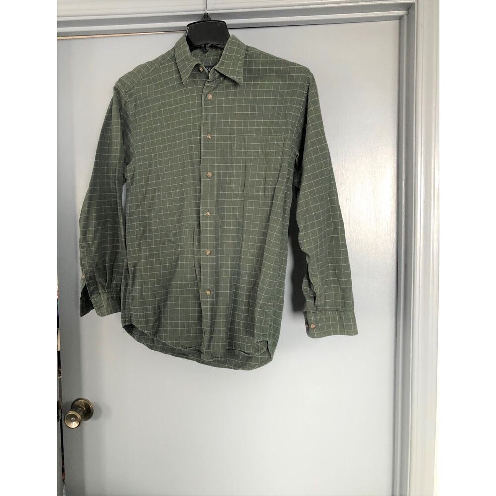 Izod shirt mens size medium long sleeve button up green plaid